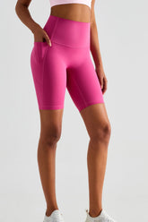 High-Rise Wide WaistbBiker Shorts with Pockets